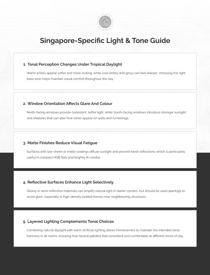 Singapore guide for light and tonal perception in homes.
