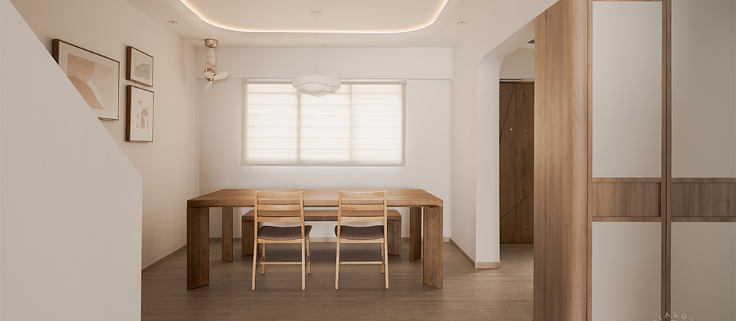 Minimalist, sustainable dining room design by Jialux Interior.